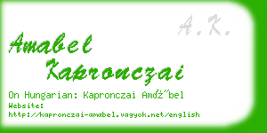 amabel kapronczai business card